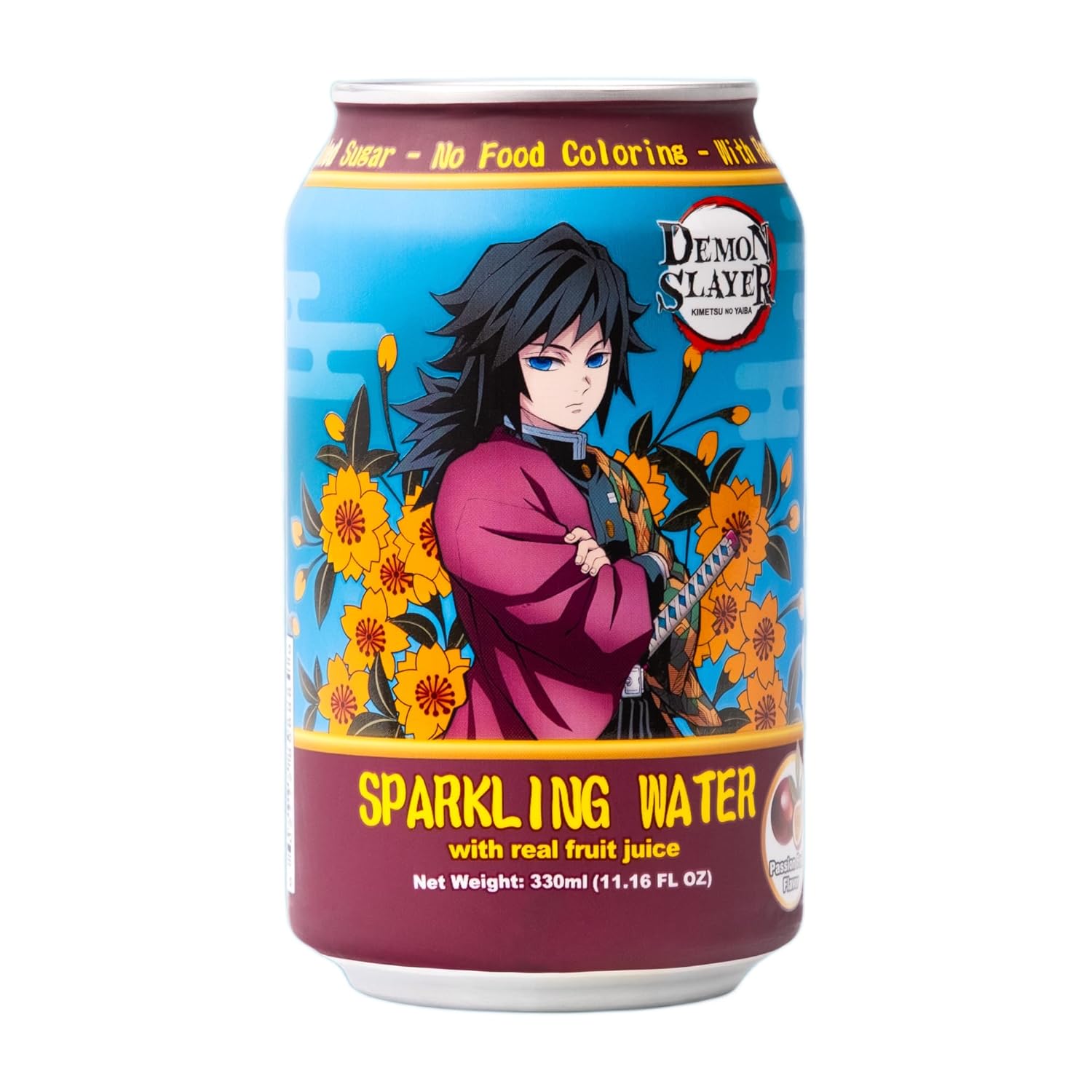 Demon Slayer Passion Fruit Sparkling Water – 11.16 fl oz (330 ml) Cans – Giyu Tomioka Collectible Anime Drink (1 Can) Main image