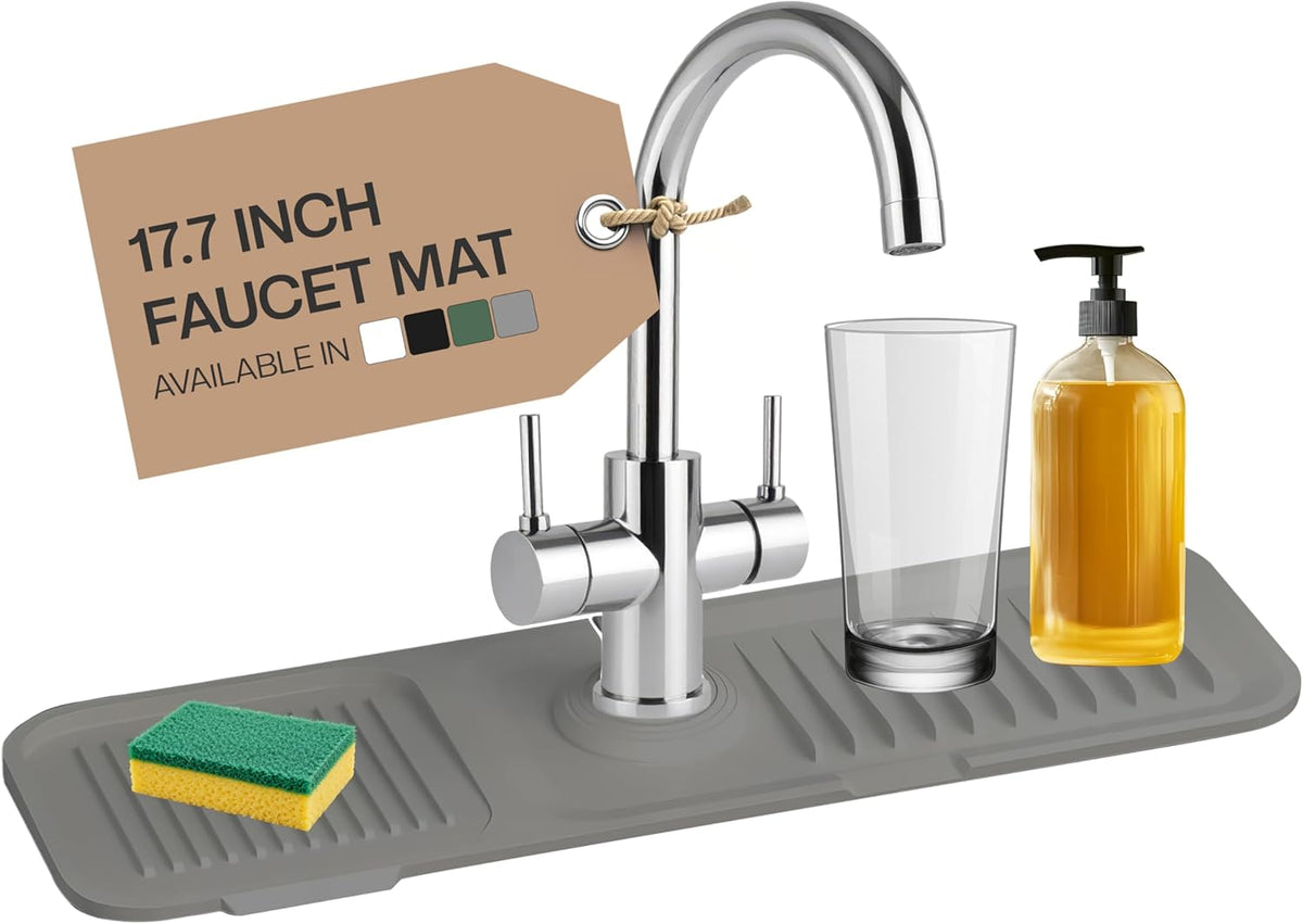 Silicone Faucet Mat for Kitchen Sink Splash Guard and Draining Mat