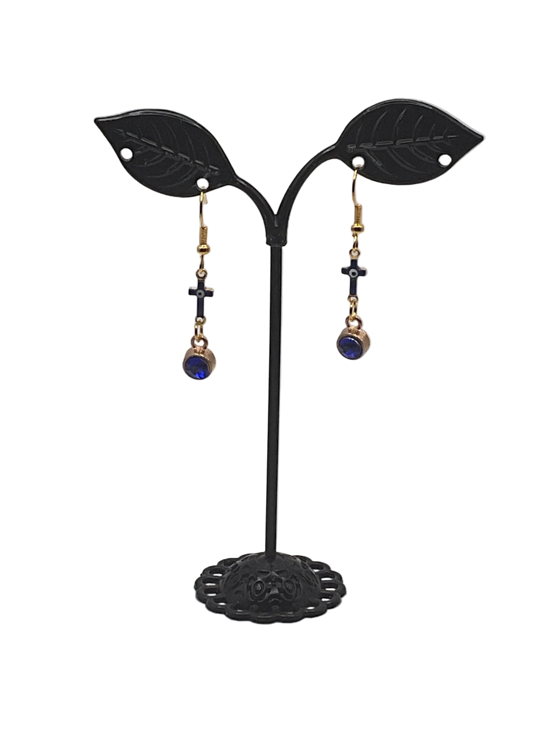 Crystal and Crosses Earrings