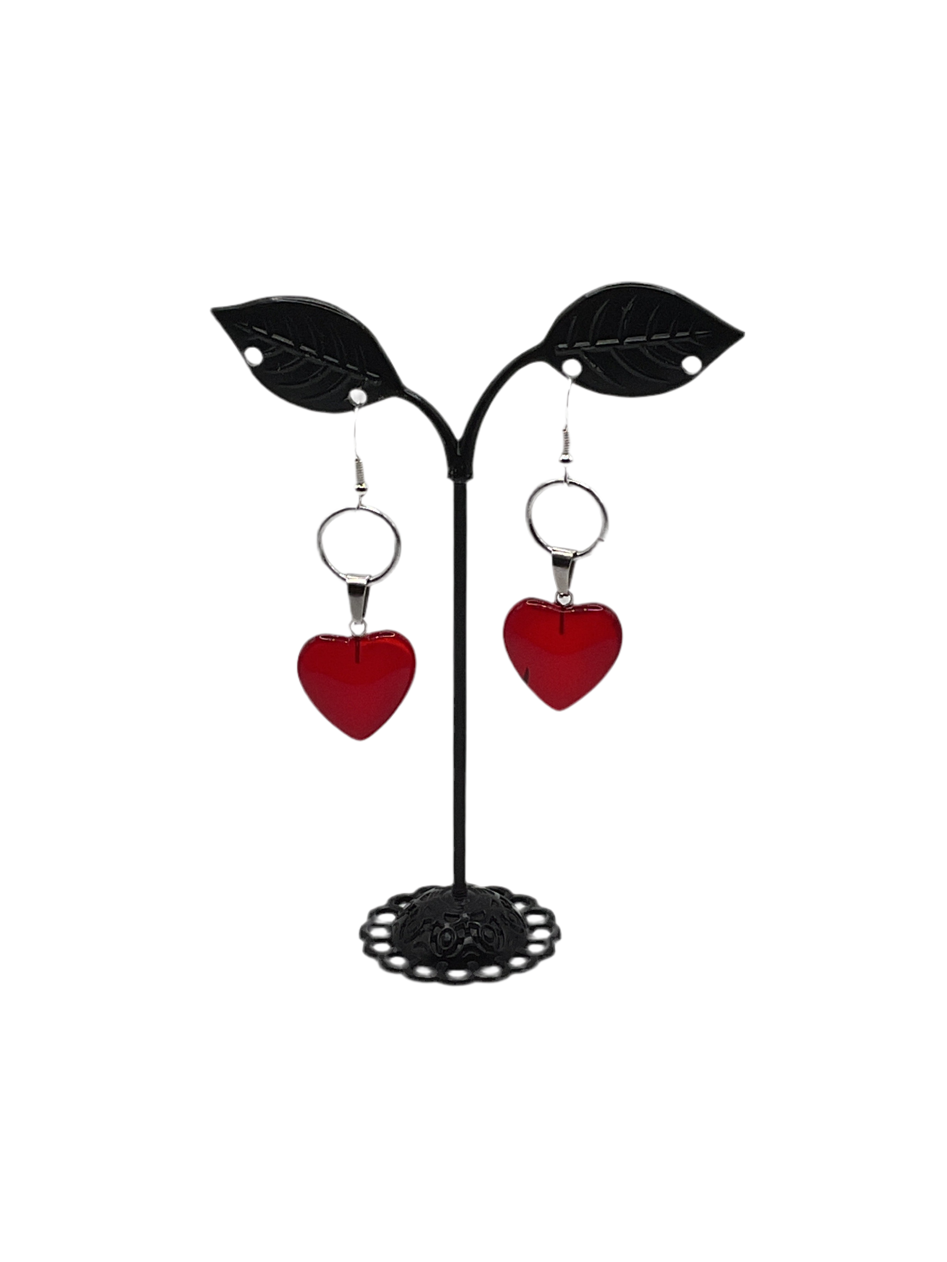 Red heart earrings