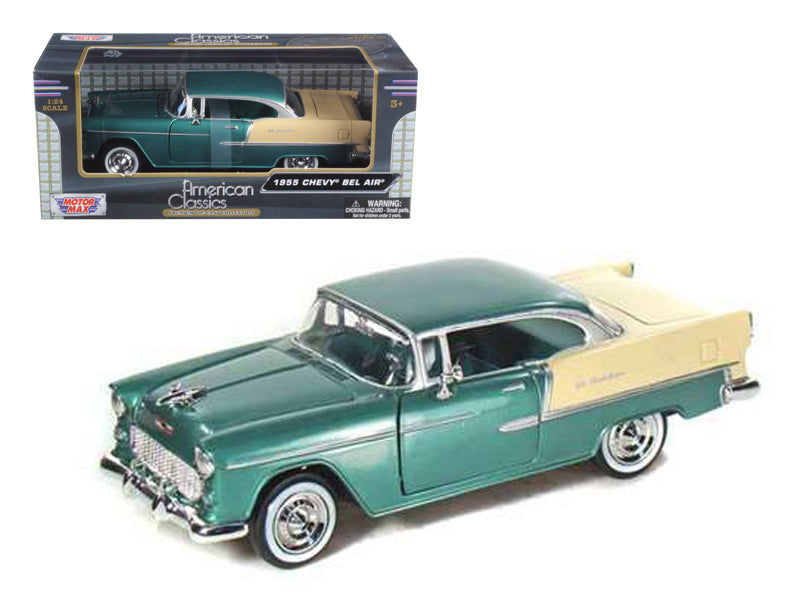 Motormax - 1955 Chevrolet Bel Air Green 1/24 Diecast Model Car by Motormax