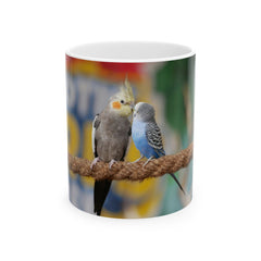 Cockatiel and Parakeet Ceramic Mug, (11oz,) -