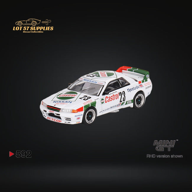 Mini-GT Nissan Skyline GT-R (R32) Gr. A #23 1990 Macau Guia Race Winner #592 1:64 MGT00592 - Collectors World Toys Hover Image