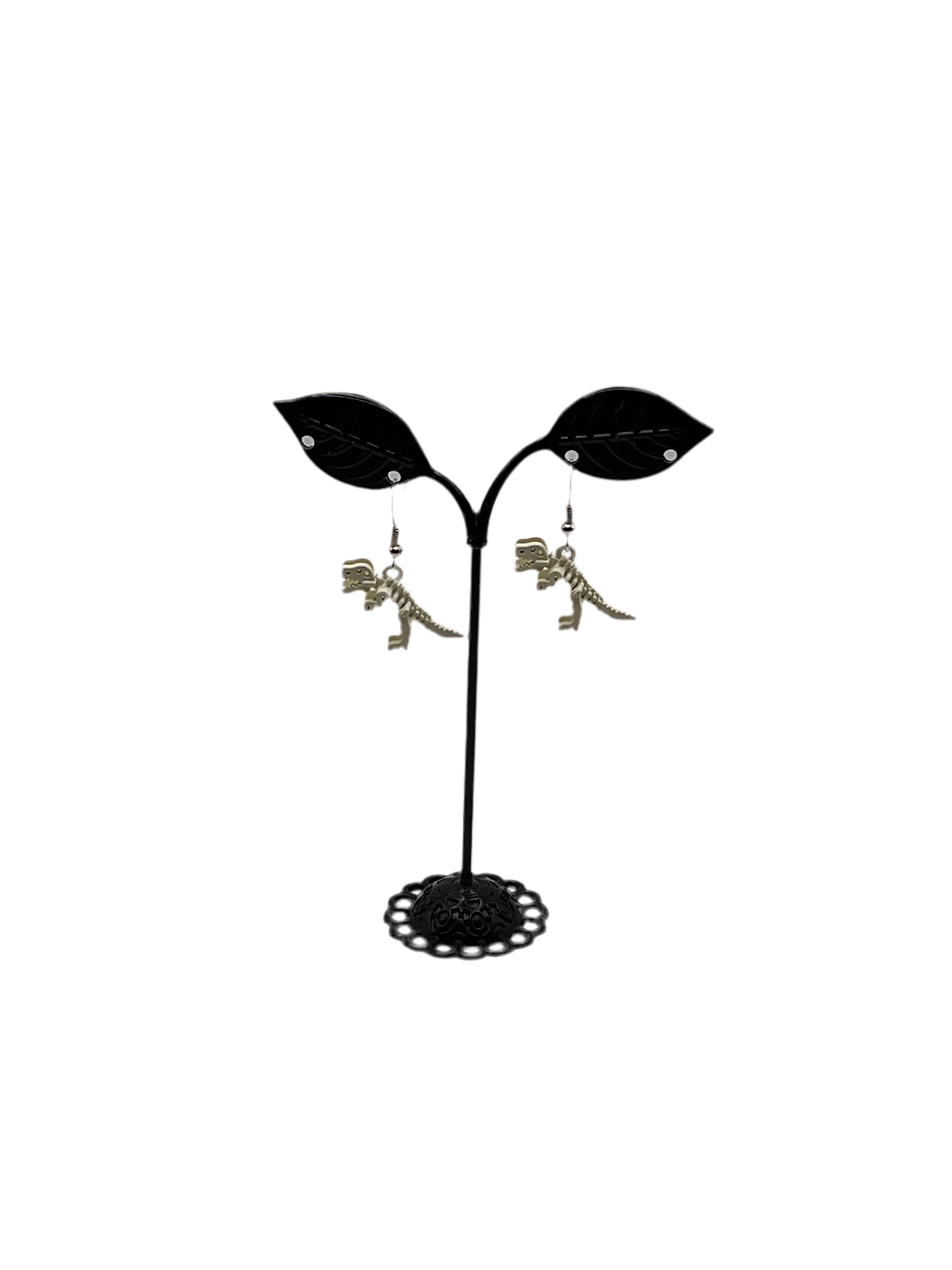 White Dinosaur Skeleton Earrings