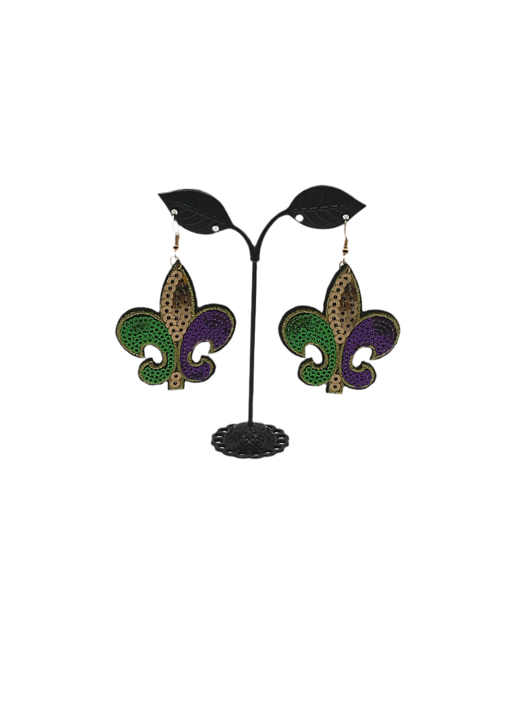 Sequin fleur-de-lis earrings