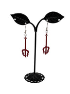 Red Pitchfork Earrings