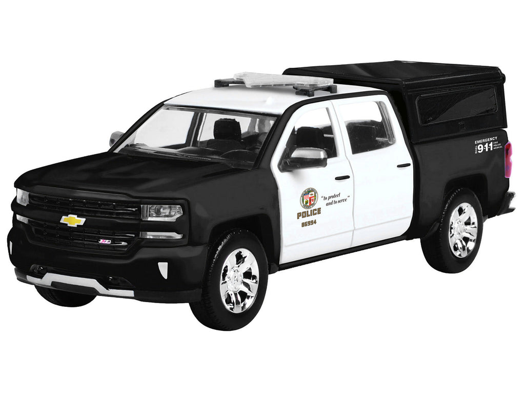 2017 Chevrolet Silverado 1500 LT Z71 Crew Cab Pickup Truck "Los Angeles Police Department" Black and White "Law Enforcement and Public Service" Series 1/27 Diecast Model Car by Motormax