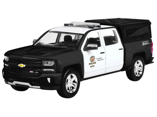 2017 Chevrolet Silverado 1500 LT Z71 Crew Cab Pickup Truck "Los Angeles Police Department" Black and White "Law Enforcement and Public Service" Series 1/27 Diecast Model Car by Motormax