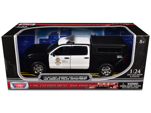 2017 Chevrolet Silverado 1500 LT Z71 Crew Cab Pickup Truck "Los Angeles Police Department" Black and White "Law Enforcement and Public Service" Series 1/27 Diecast Model Car by Motormax