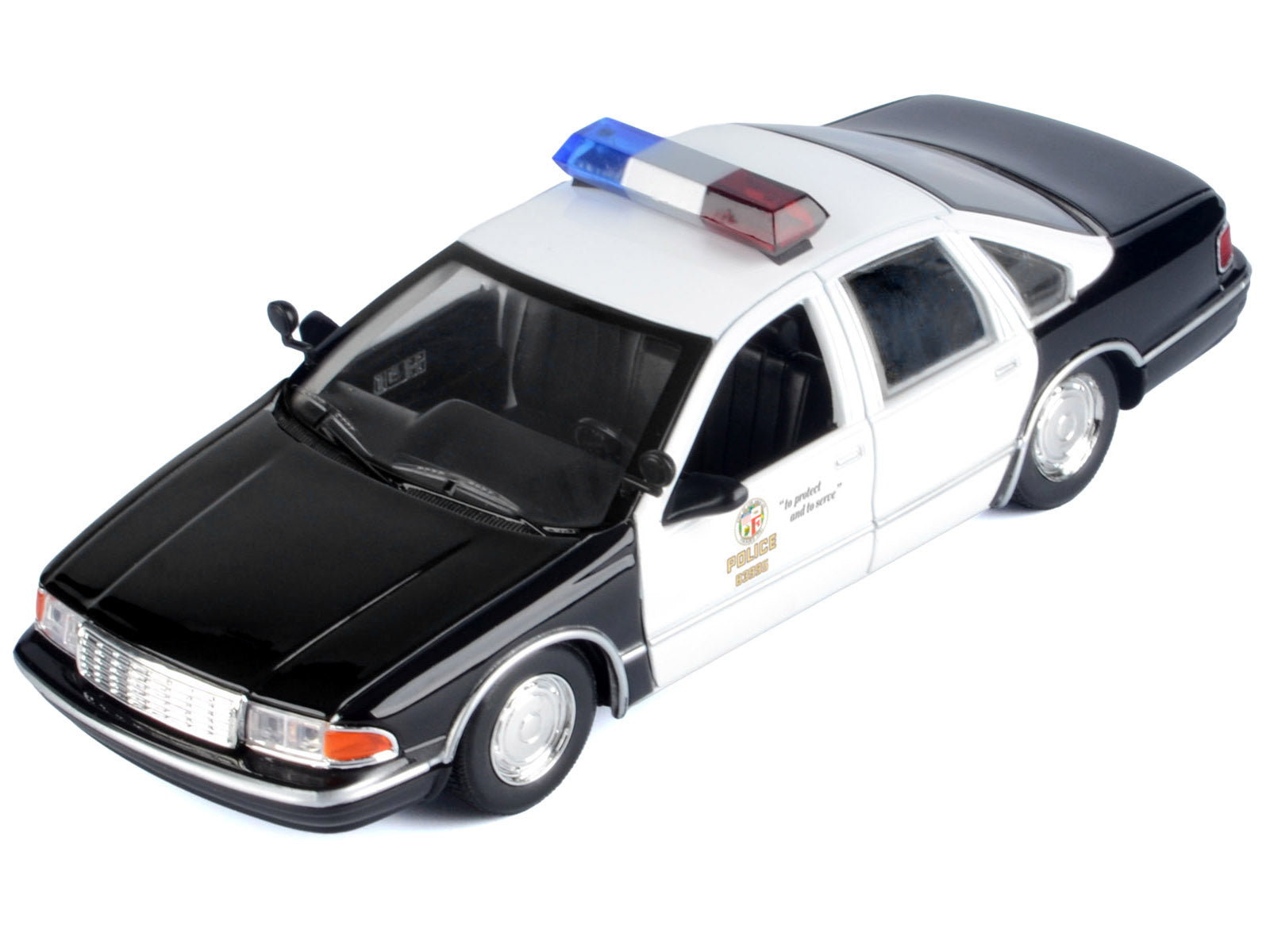 1993 Chevrolet Caprice Police Car "LAPD (Los Angeles Police Department)" Black and White "Law Enforcement and Public Service" Series 1/24 Diecast Model Car by Motormax
