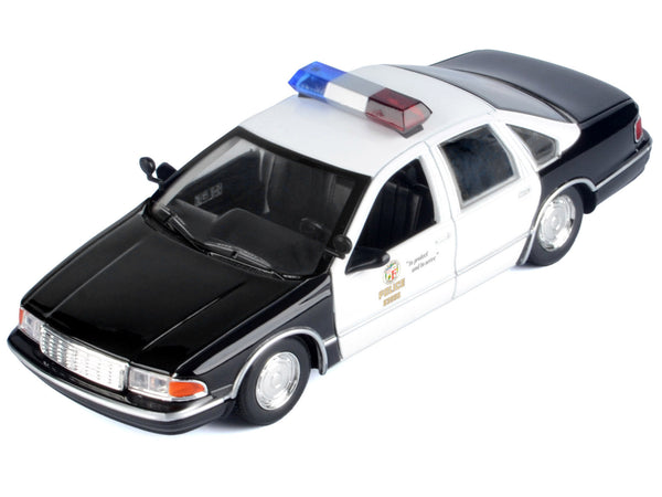 1993 Chevrolet Caprice Police Car "LAPD (Los Angeles Police Department)" Black and White "Law Enforcement and Public Service" Series 1/24 Diecast Model Car by Motormax