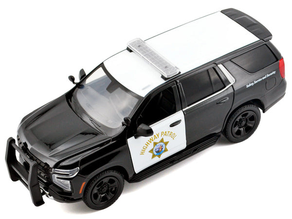 2025 Chevrolet Tahoe Police Pursuit Vehicle "California Highway Patrol" Black and White "Law Enforcement and Public Service" Series 1/24 Diecast Model Car by Motormax