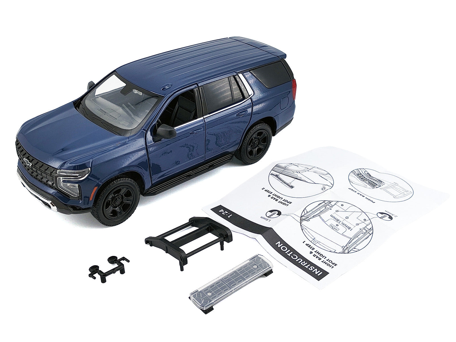 2025 Chevrolet Tahoe PPV Dark Blue "Custom Builder's Kit - Law Enforcement and Public Service" Series 1/24 Diecast Model Car by Motormax