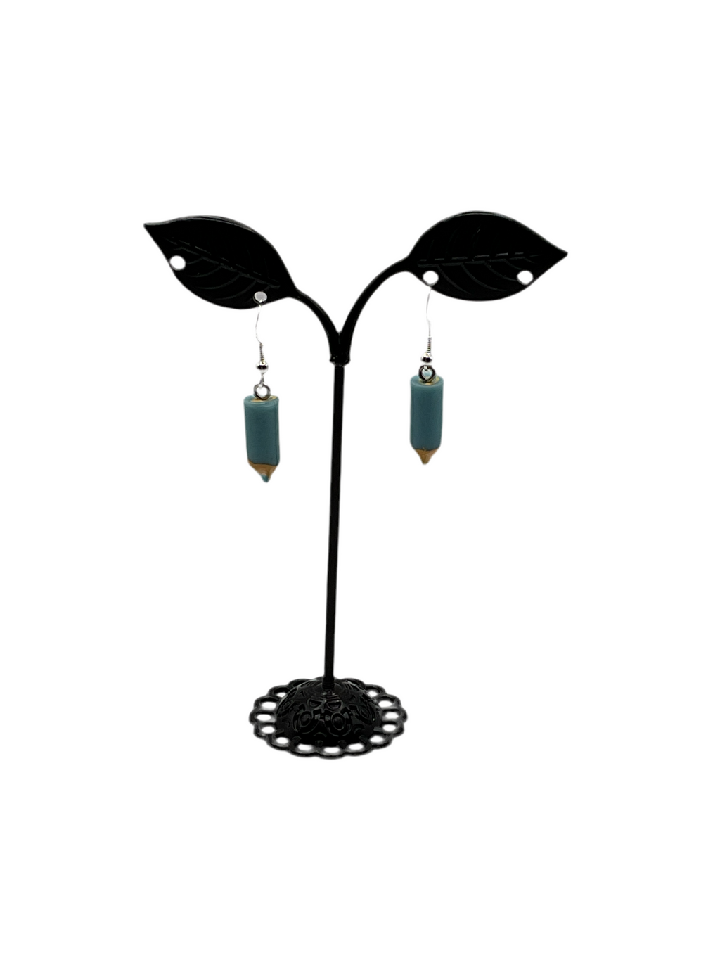 Blue pencil earrings