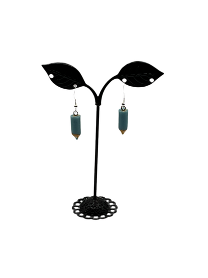 Blue pencil earrings