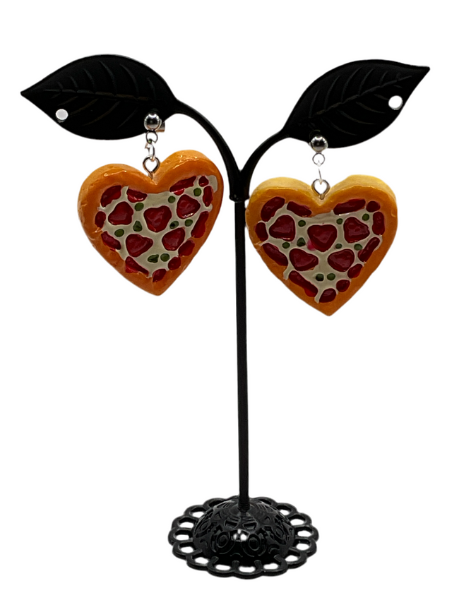 Pizza Heart Earrings Hover Image