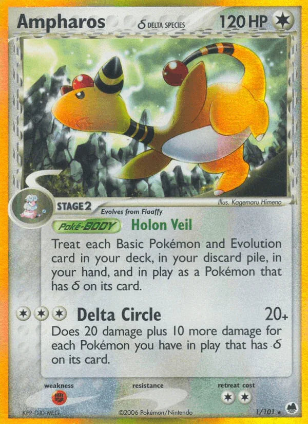 Ampharos (1/101) (Delta Species) [EX: Dragon Frontiers] Main image