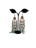 Blue and golden beaded earrings