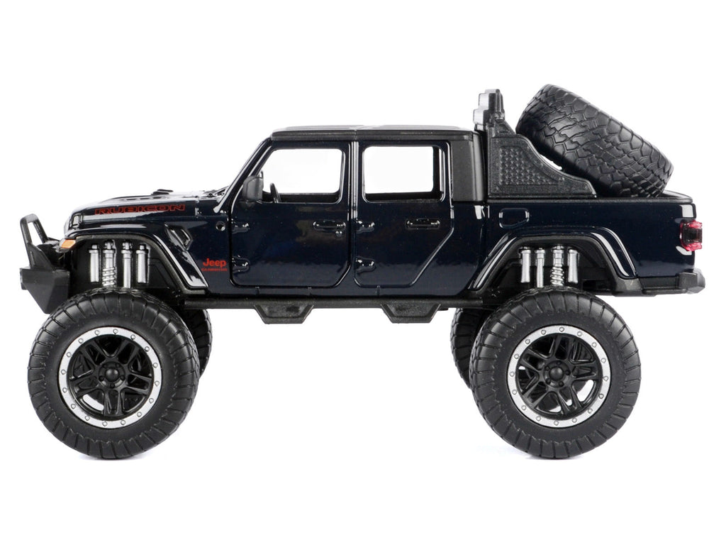 2021 Jeep Gladiator Rubicon Off-Road Pickup Truck Black with Matt Black Top "Off Road" Series 1/27 Diecast Model Car by Motormax