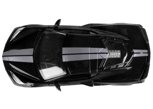2020 Chevrolet Corvette C8 Stingray Black with Silver Stripes "Timeless Legends" Series 1/24 Diecast Model Car by Motormax