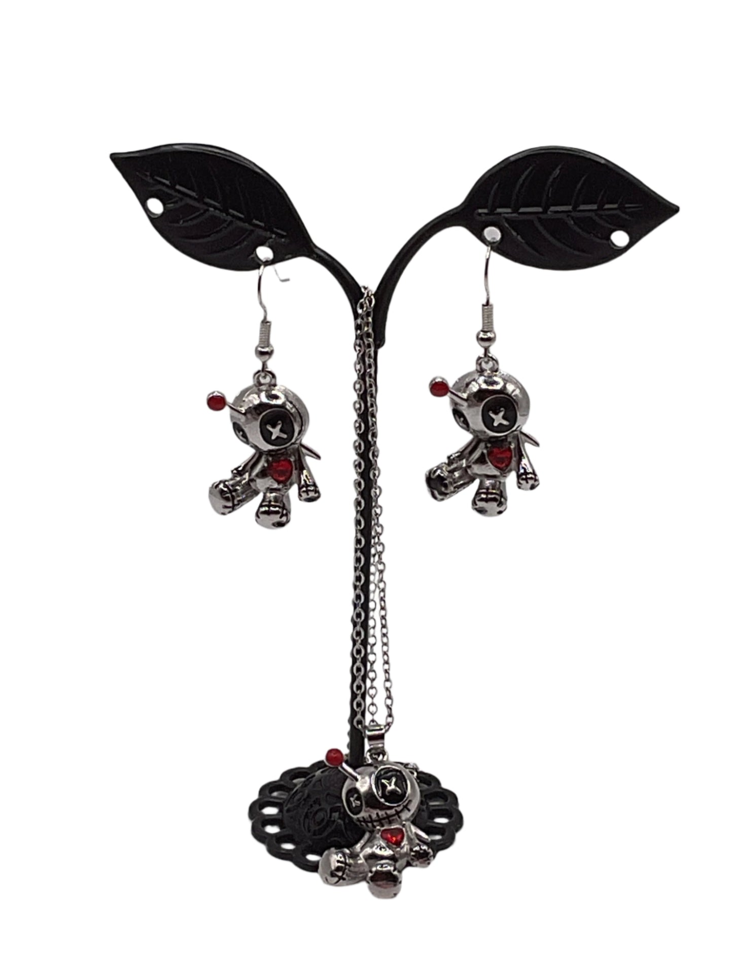 Voo Doo Doll Earrings and Necklace Set