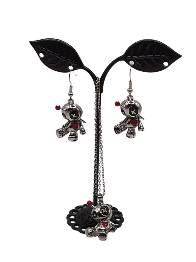 Voo Doo Doll Earrings and Necklace Set Hover Image