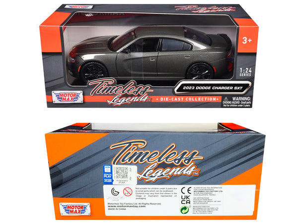 2023 Dodge Charger SXT Gray Metallic "Timeless Legends" Series 1/24 Diecast Model Car by Motormax