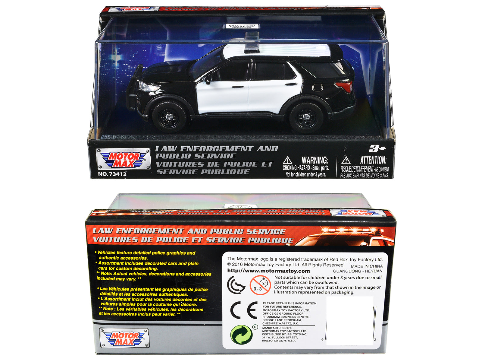 2022 Ford Police Interceptor Utility Black and White Unmarked "Law Enforcement and Public Service" Series 1/43 Diecast Model Car by Motormax