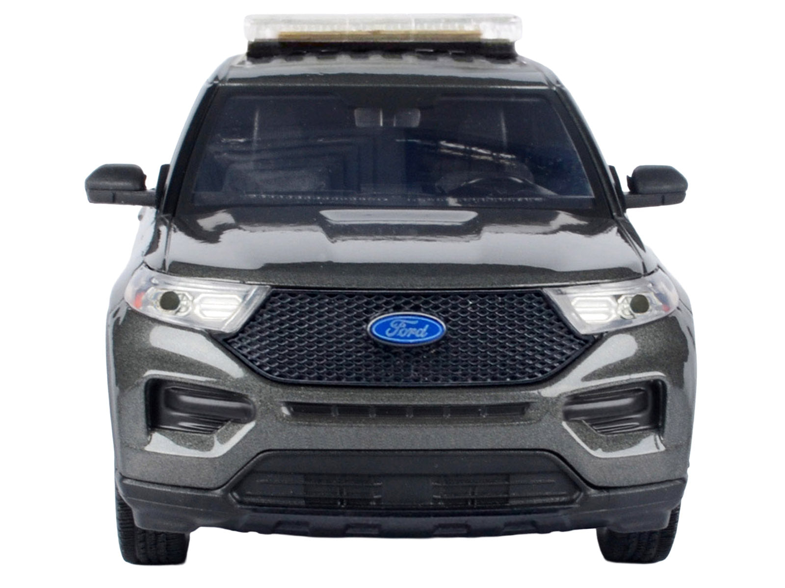 2022 Ford Police Interceptor Utility Dark Gray Metallic "Builder's Kit" with Flashing Light Bar and Front and Rear Lights and Sounds 1/24 Diecast Model Car by Motormax