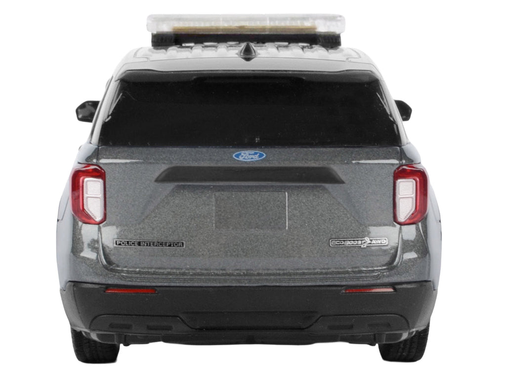 2022 Ford Police Interceptor Utility Dark Gray Metallic "Builder's Kit" with Flashing Light Bar and Front and Rear Lights and Sounds 1/24 Diecast Model Car by Motormax