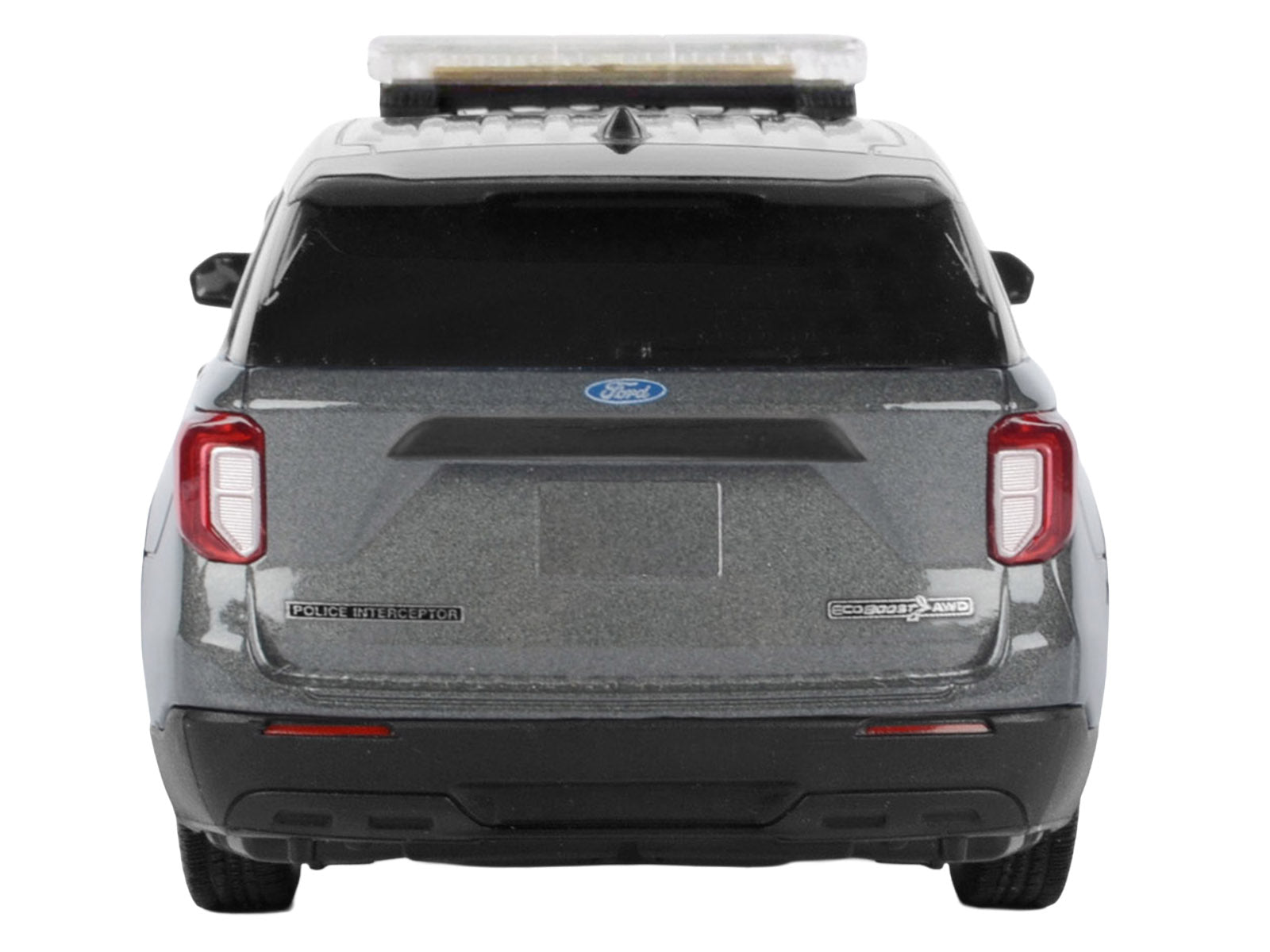 2022 Ford Police Interceptor Utility Dark Gray Metallic "Builder's Kit" with Flashing Light Bar and Front and Rear Lights and Sounds 1/24 Diecast Model Car by Motormax