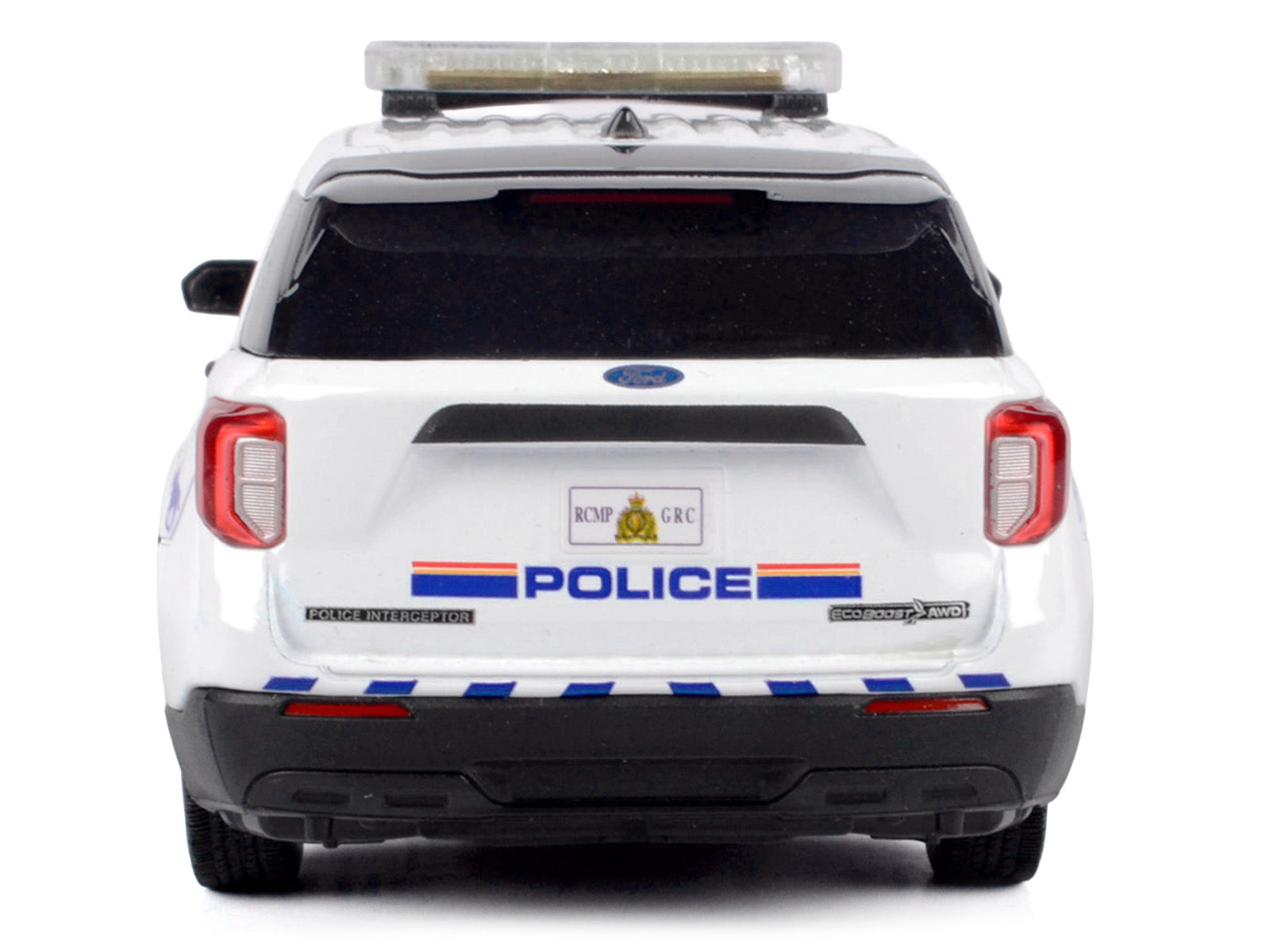 2022 Ford Police Interceptor Utility White "Royal Canadian Mounted Police (RCMP)" with Flashing Light Bar and Front and Rear Lights and Sounds 1/24 Diecast Model Car by Motormax