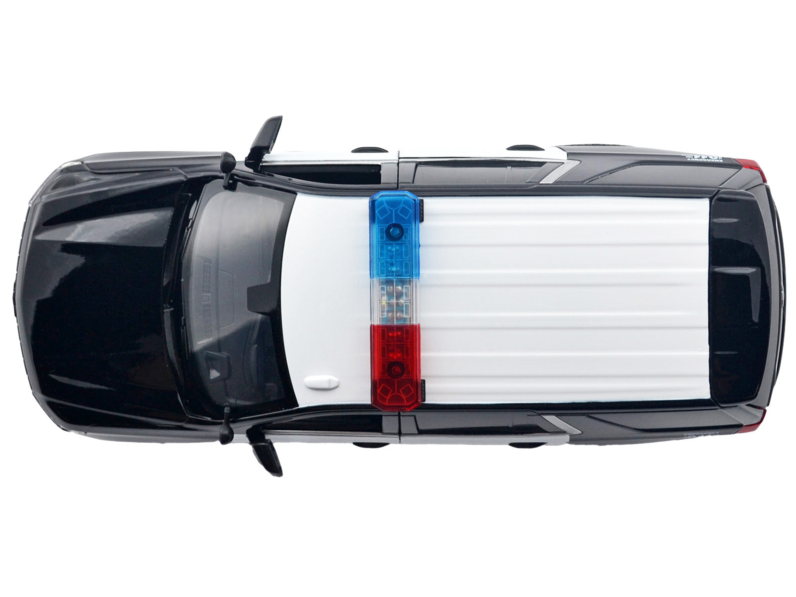 2025 Chevrolet Tahoe PPV "LAPD (Los Angeles Police Department)" Black and White with Flashing Light Bar and Front and Rear Lights and Sounds 1/24 Diecast Model Car by Motormax