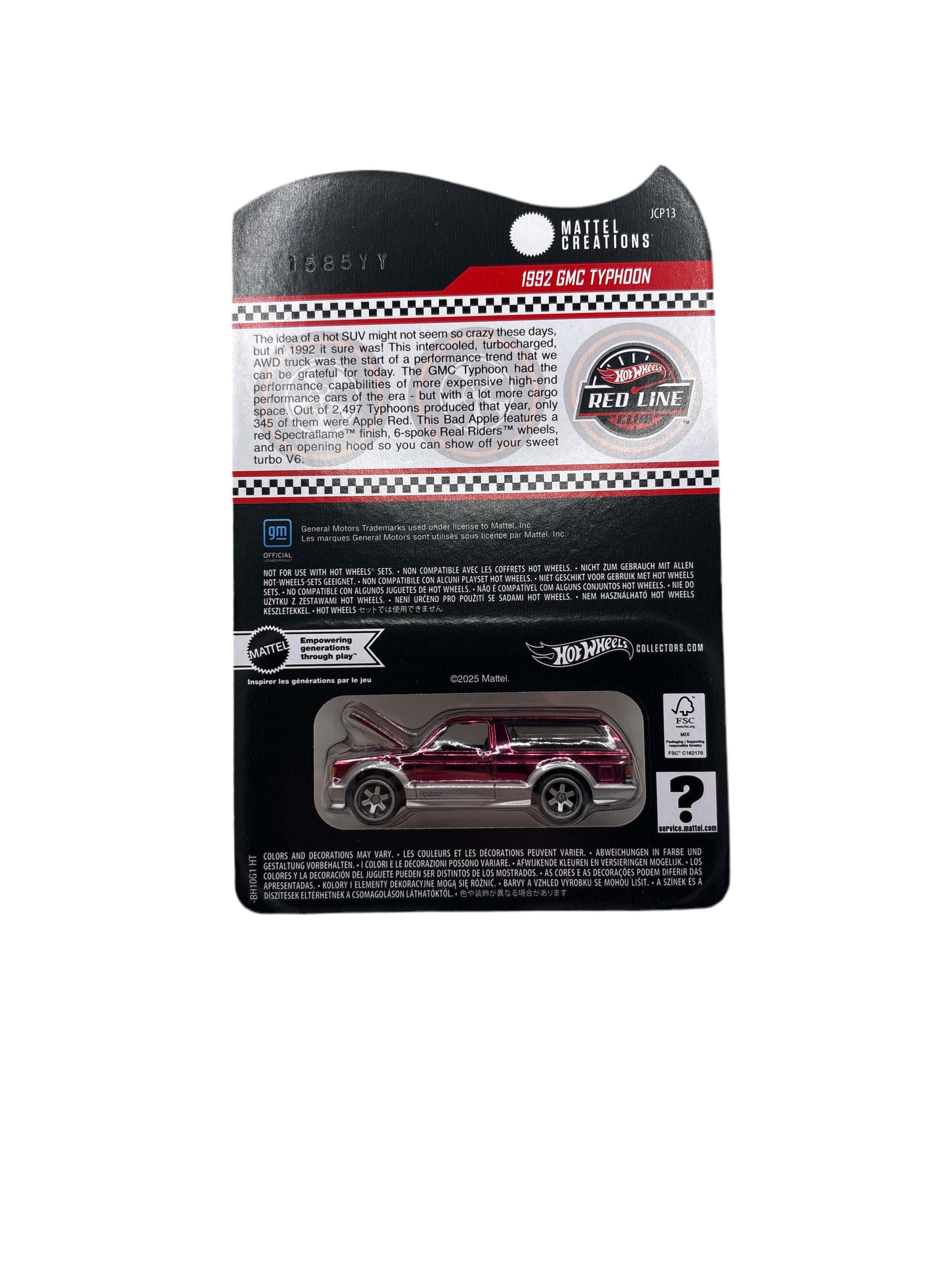 Hot Wheels 1992 GMC Typhoon Diecast Red