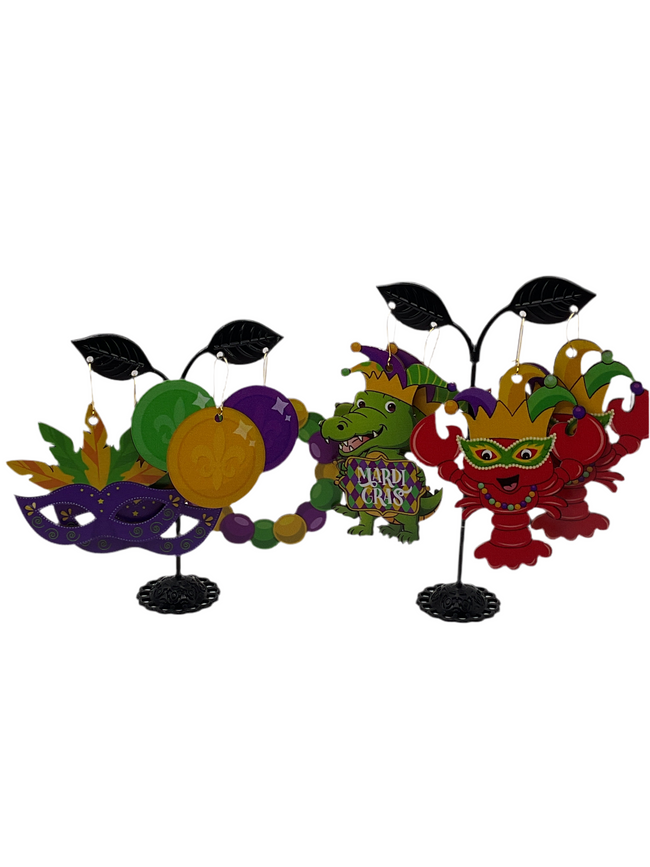 Mardi Gras Wooden Earrings Hover Image