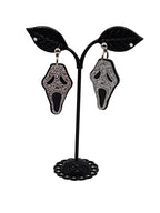 Silver Glitter Scream Earrings