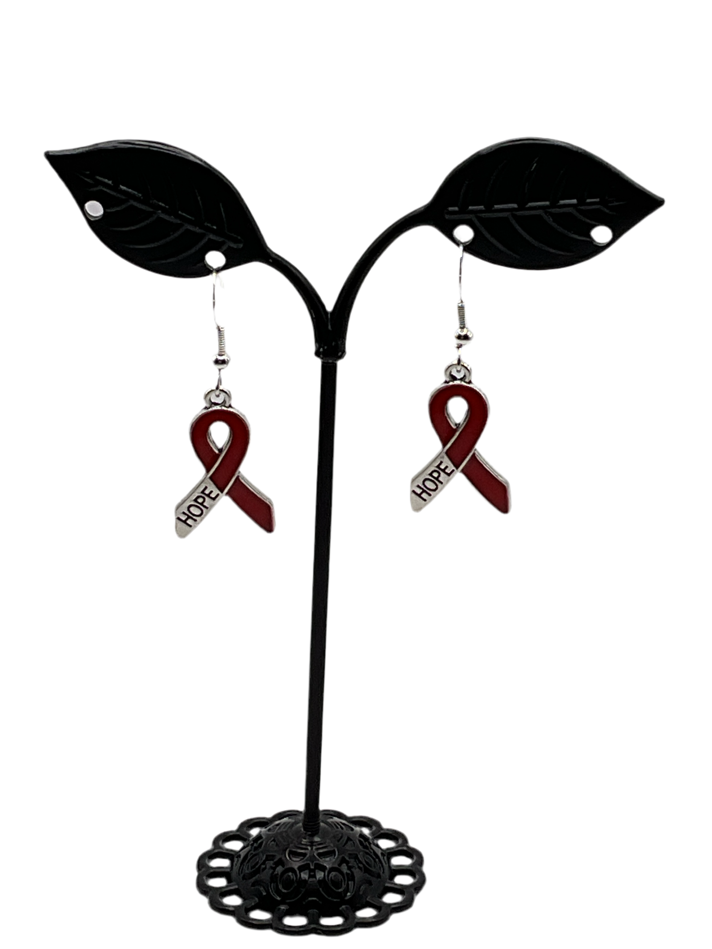 Red ribbon earrings