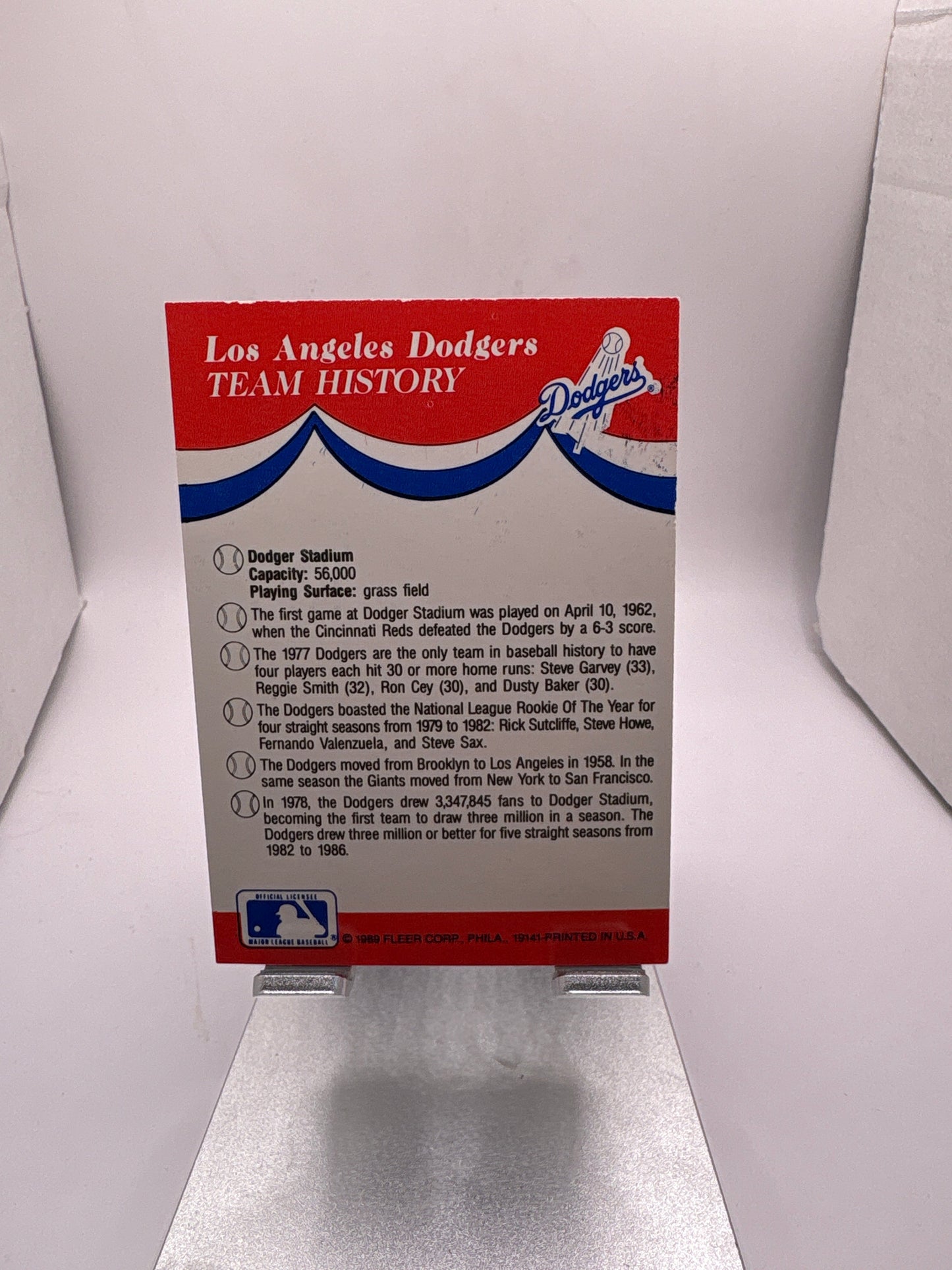 Fleer Los Angeles Dodgers Baseball Sticker