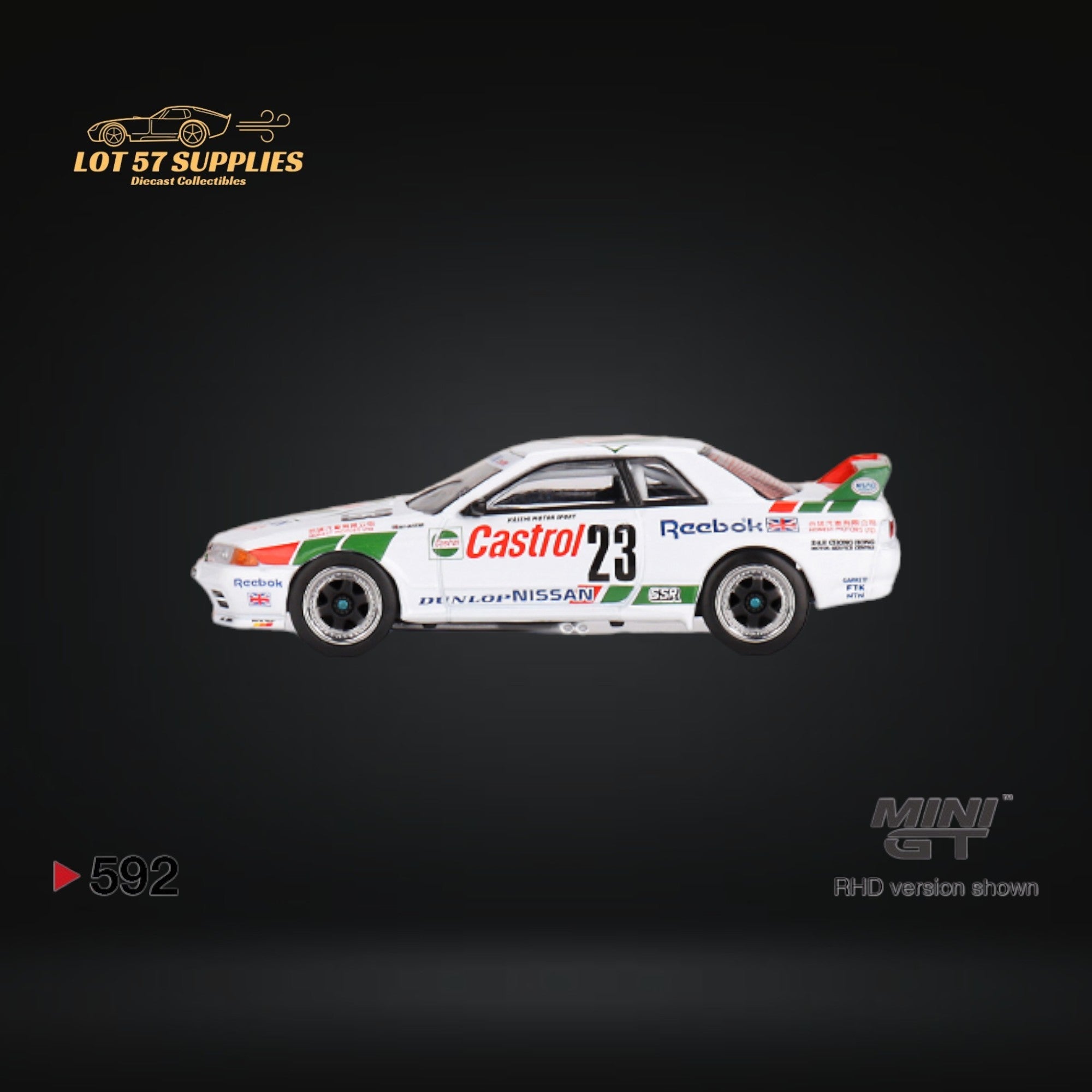 Mini-GT Nissan Skyline GT-R (R32) Gr. A #23 1990 Macau Guia Race Winner #592 1:64 MGT00592 - Collectors World Toys