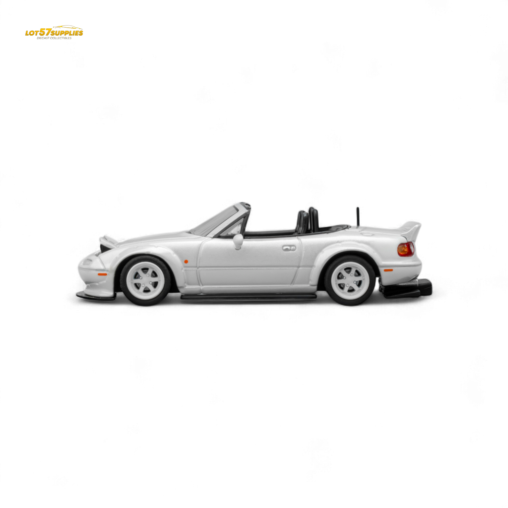 (Pre-Order) Microturbo Custom MX5 Rocket Bunny - Metallic White 1:64 - Collectors World Toys