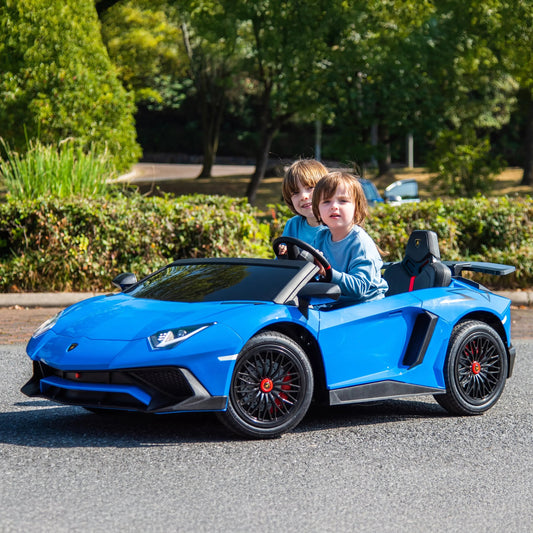 24V Lamborghini Aventador 2 Seater Ride On Car for Kids: Advanced Brushless Motor & Differential for High-Octane Fun Blue