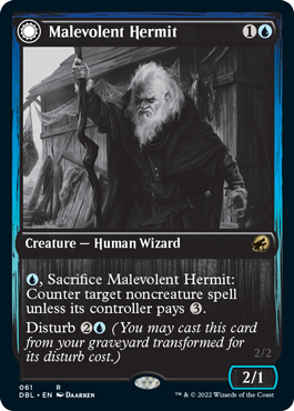 Malevolent Hermit // Benevolent Geist (DBL-061) - Innistrad: Double Feature: (Double Faced Transform)