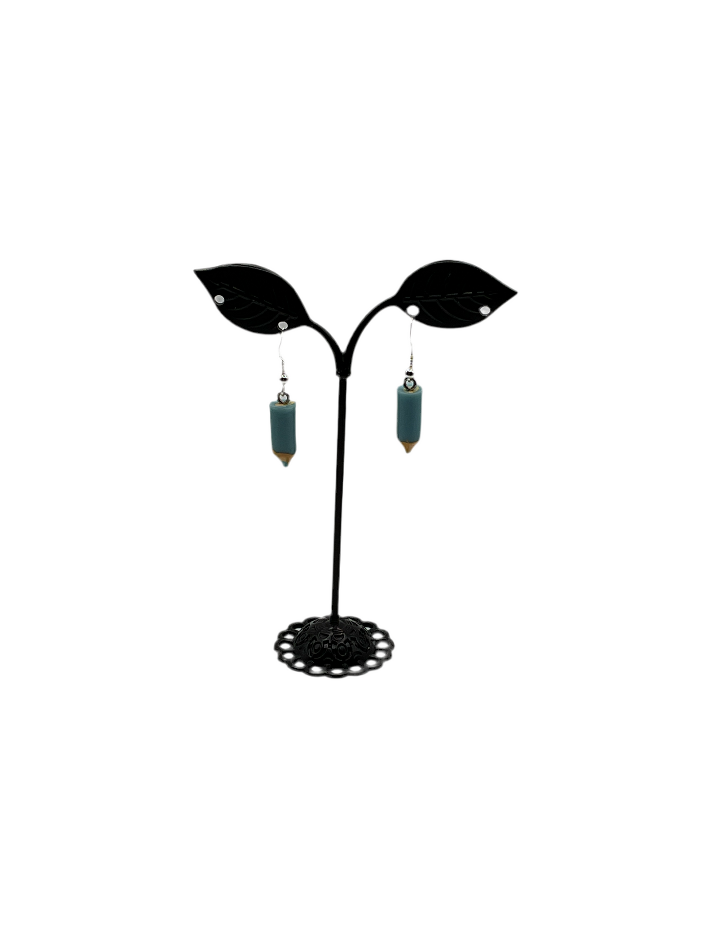 Blue pencil earrings