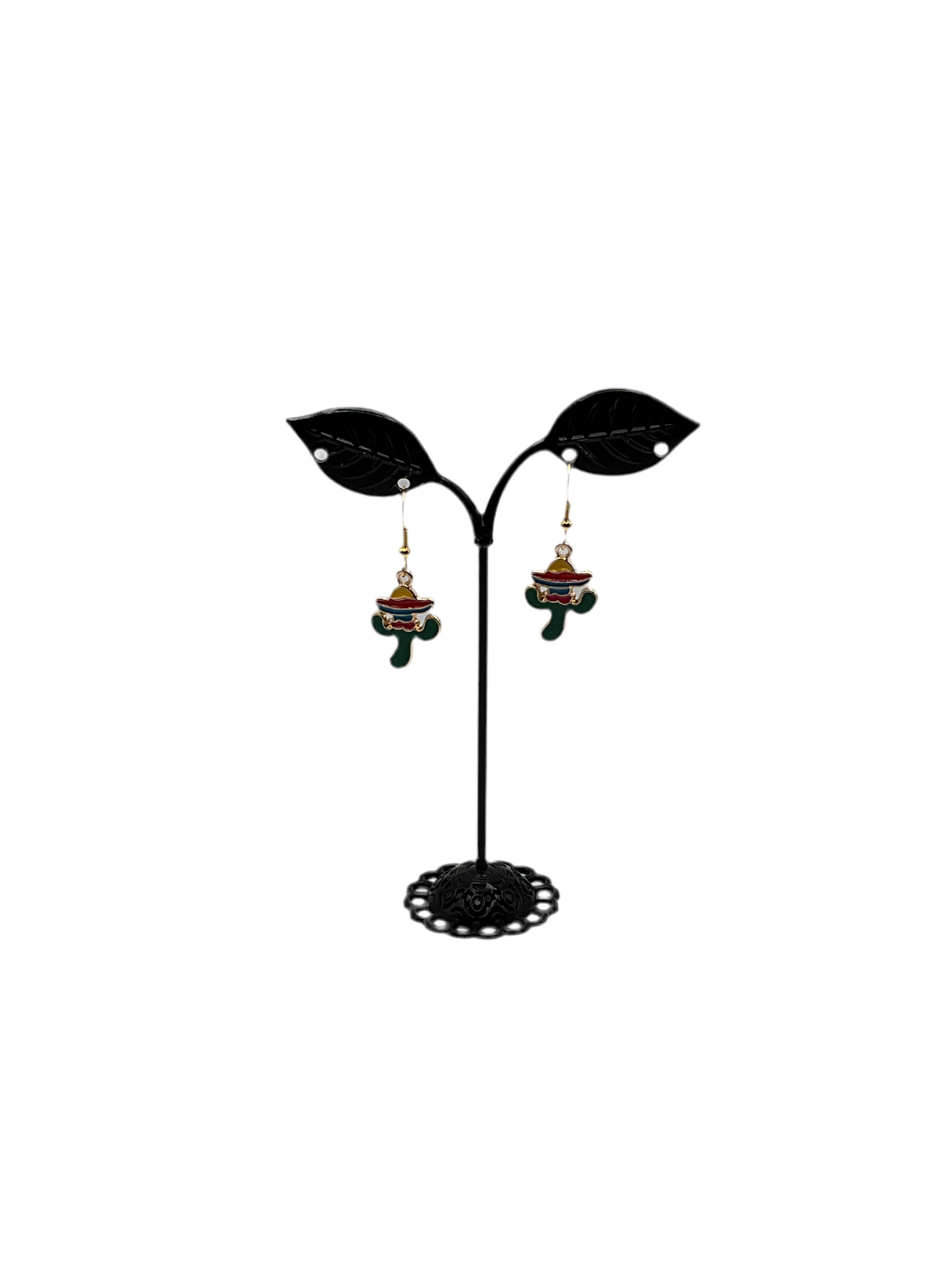 Cactus Wearing a Sombrero Earrings