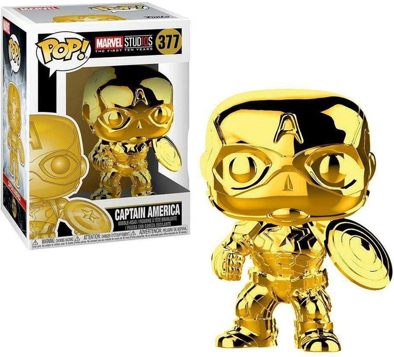 Funko Pop Marvel: Marvel Studios 10 - Captain America (Gold Chrome) Main image