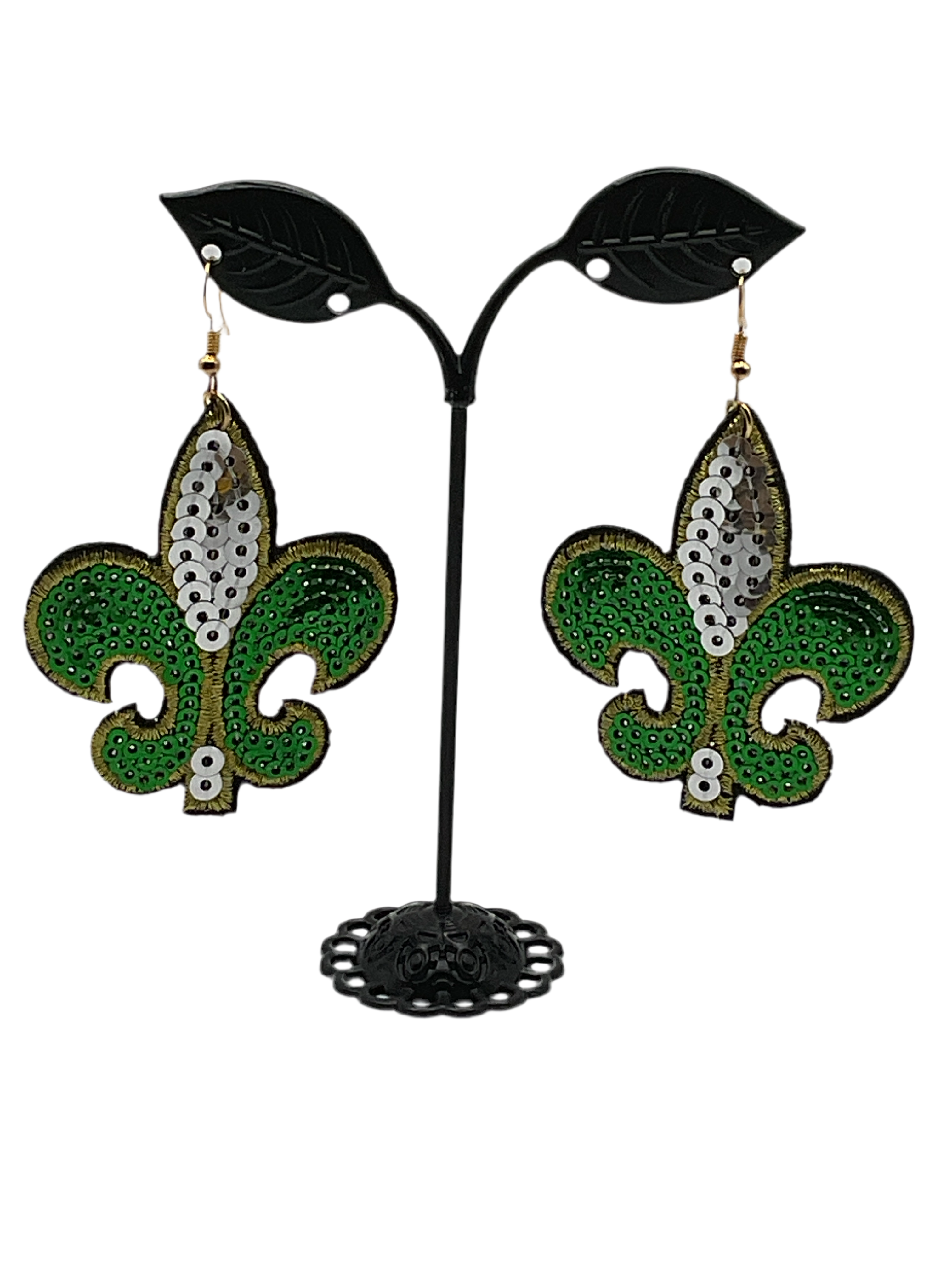 Sequin fleur-de-Lis earrings