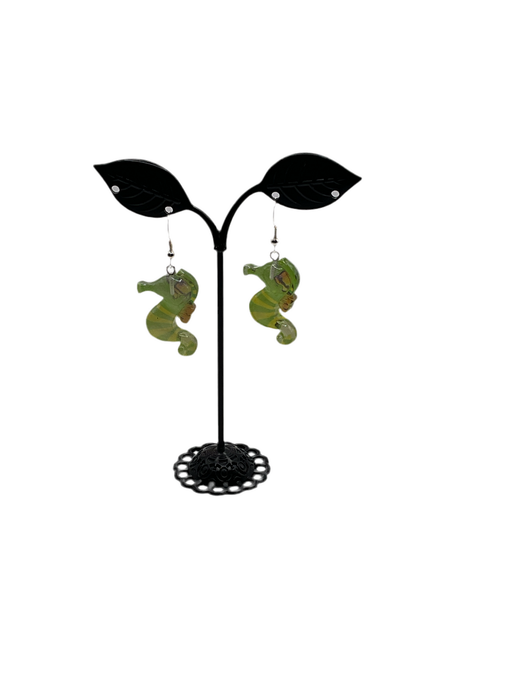 Green and Yellow Seahorse earrings