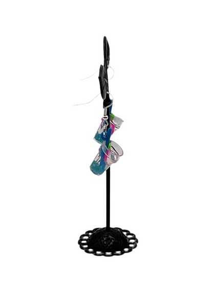 Blue and Pink Drink Earrings