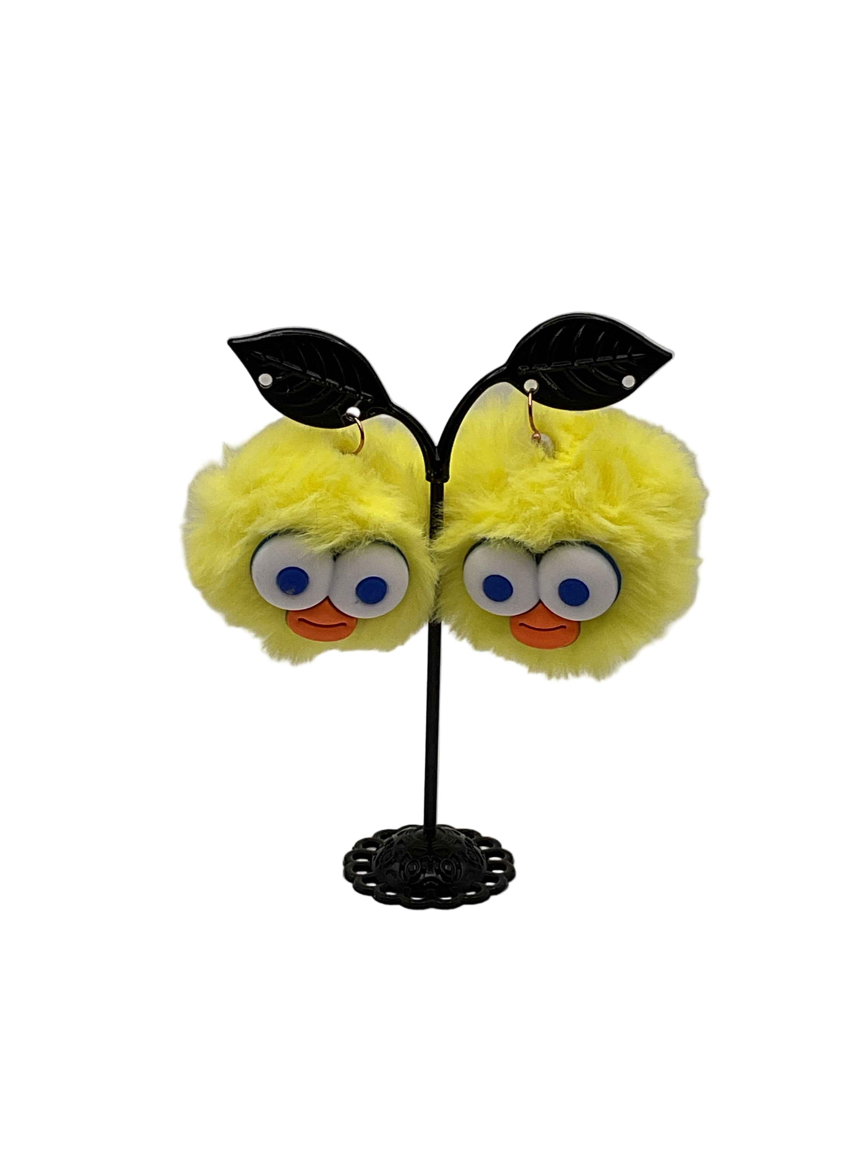 Yellow Fuzzy Critter earrings