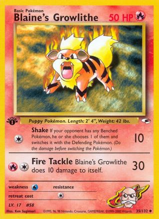 Blaine's Growlithe 035/132 - Gym Heroes 1st Edition